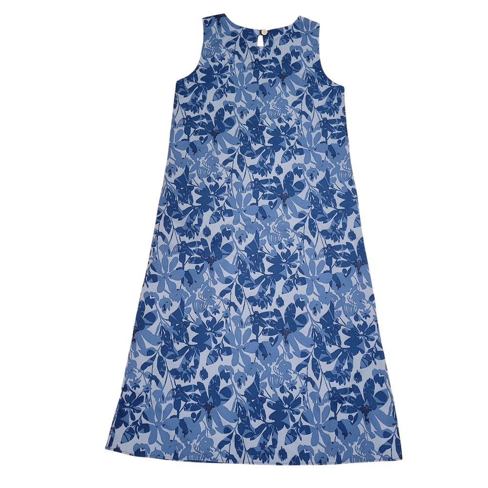 RipSkirt M Maxi Dress Blue Floral Sleeveless Quick Dry Tropical Travel Beach - Picture 5 of 6